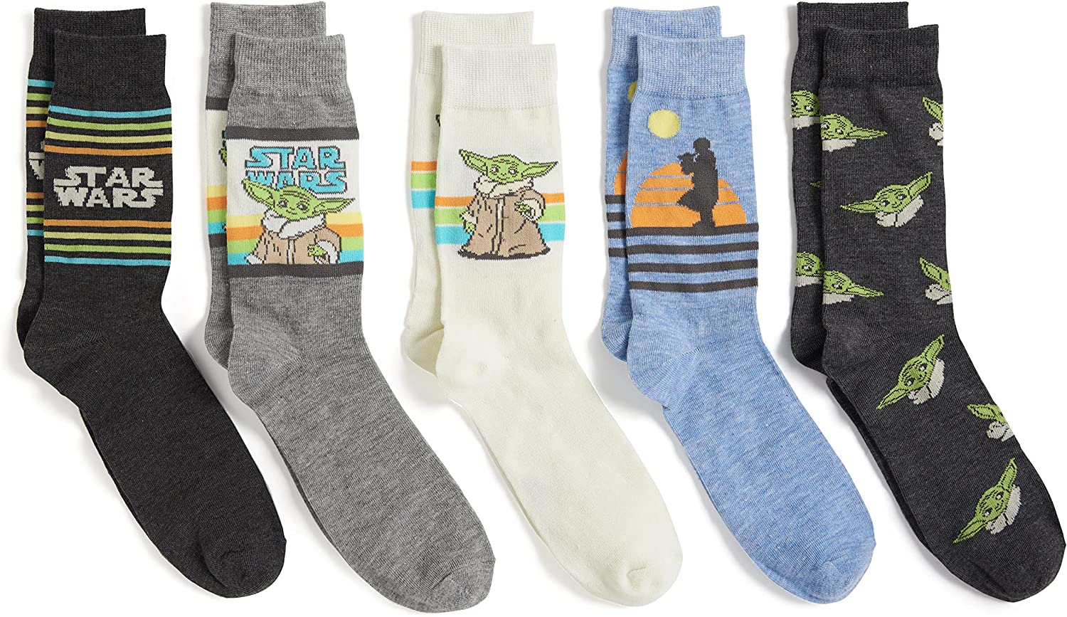 STAR WARS mens Star Wars Mandalorian 5 Pack Crew Socks