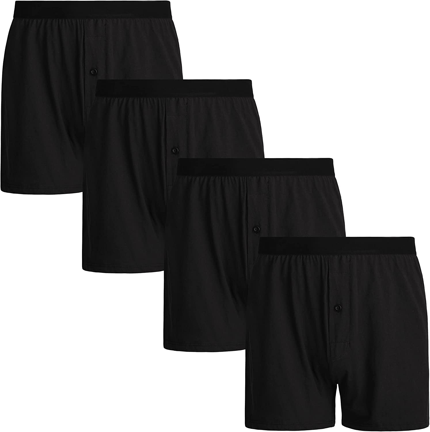 INNERSY Men's Cotton Boxer Shorts Knit Boxers with Soft Stretchy Waistband 4-Pack