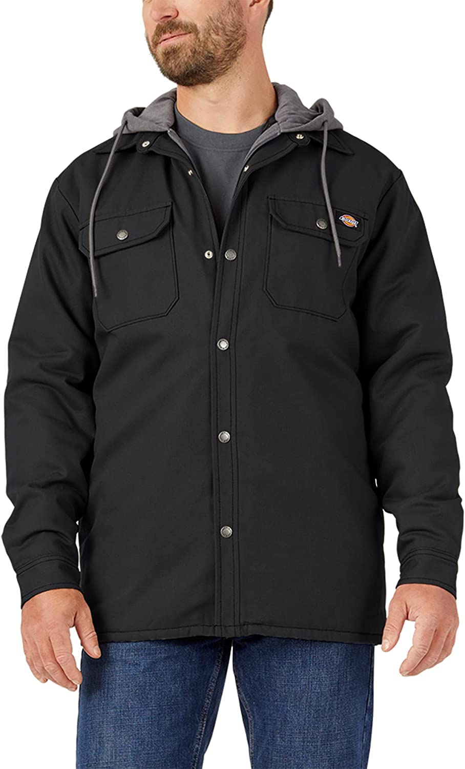 Dickies Men's Fleece Hooded Duck Shirt Jacket with Hydroshield
