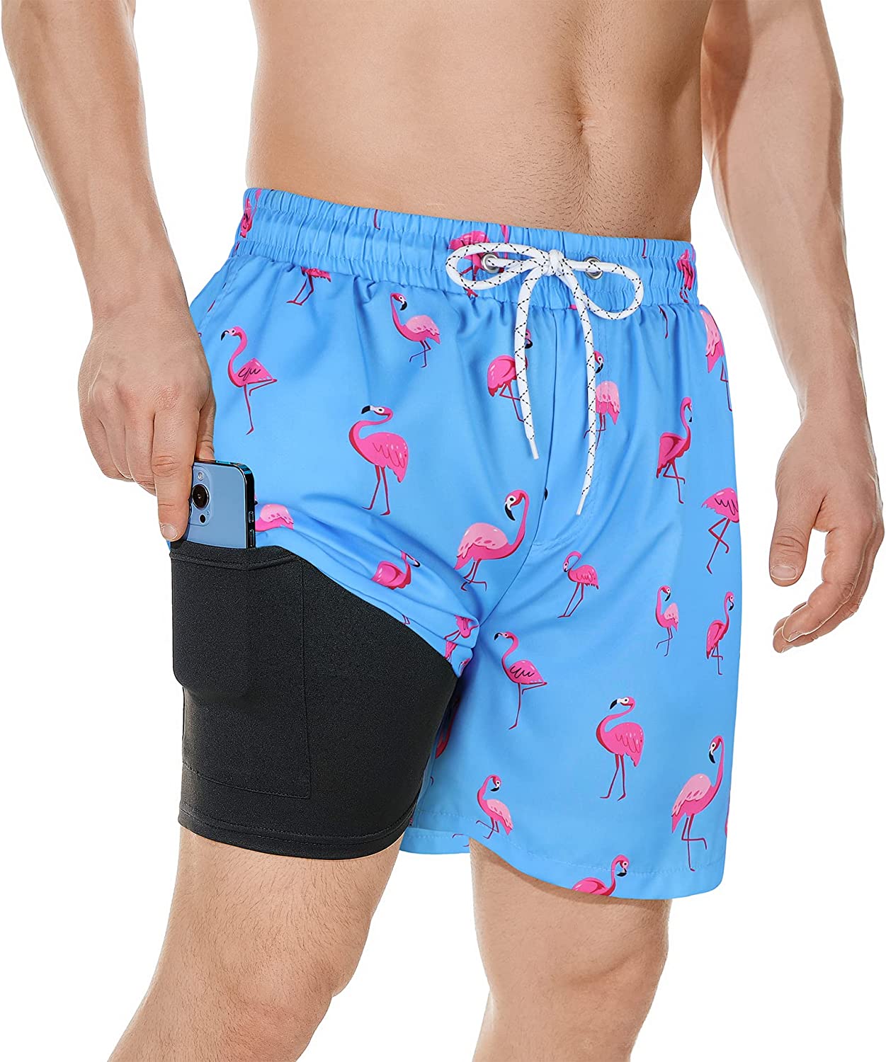 American Trends Men's Swim Trunks Mens Bathing Suit Mens Swim Trunks with Compression Liner