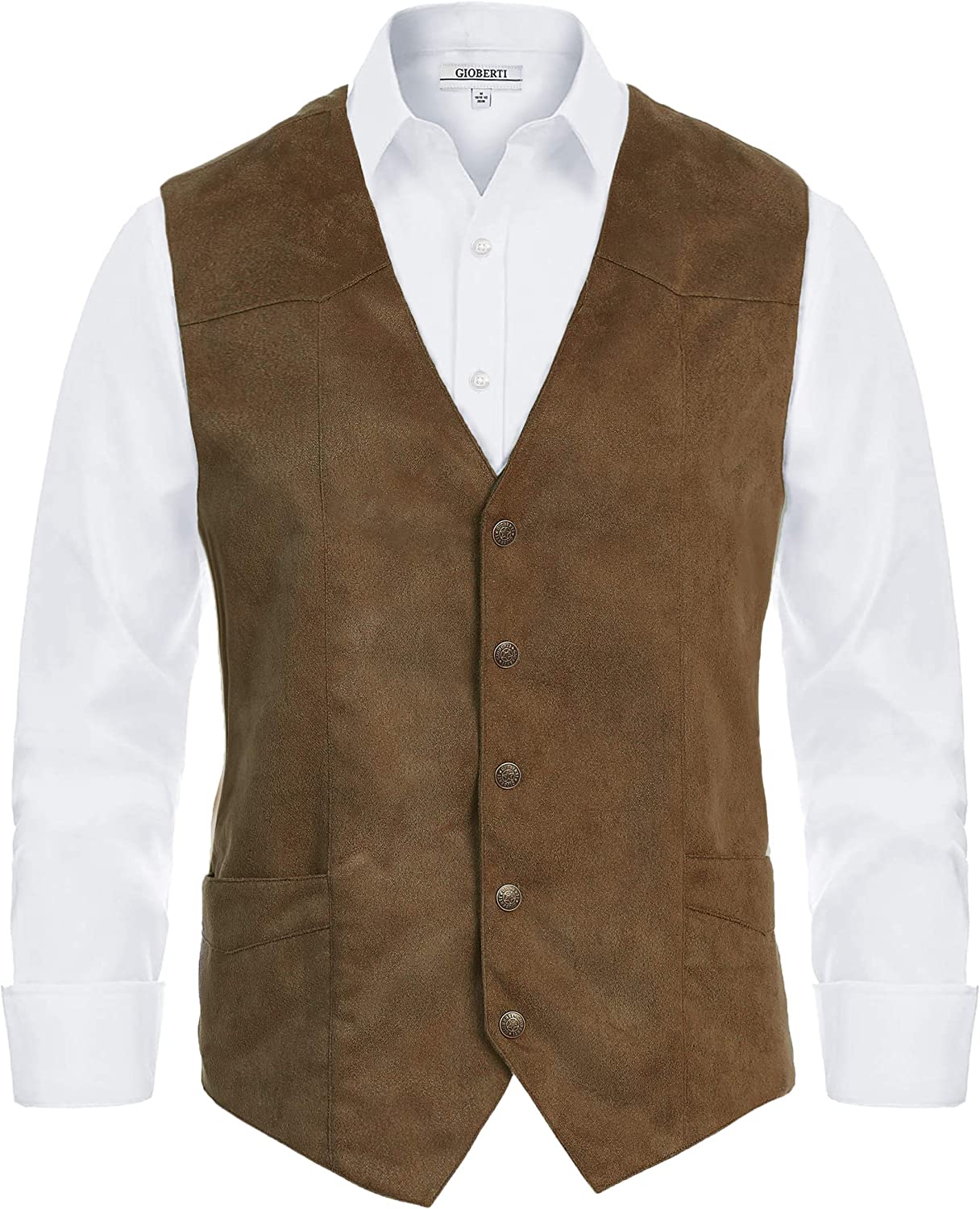 Gioberti Men's 5 Button Faux Suede Vest