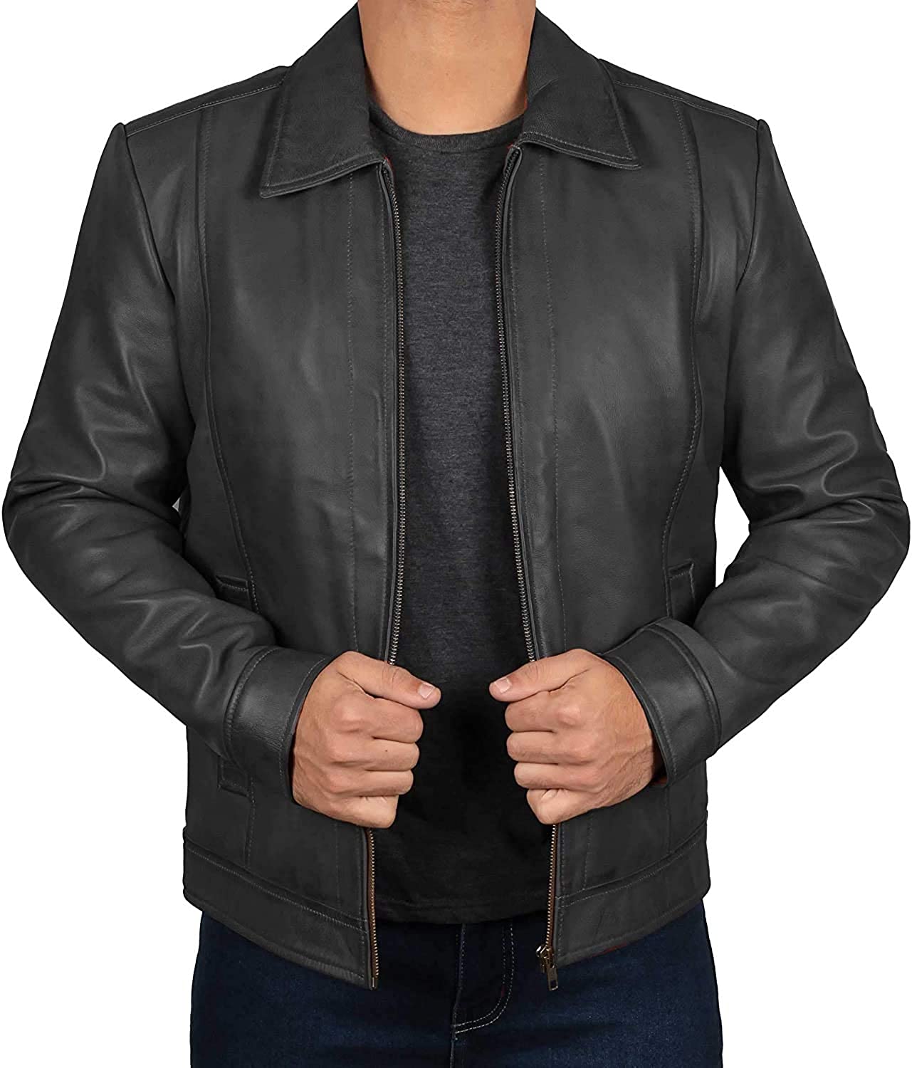 Brown Leather Jacket Men - Black Real Lambskin Mens Leather Jacket