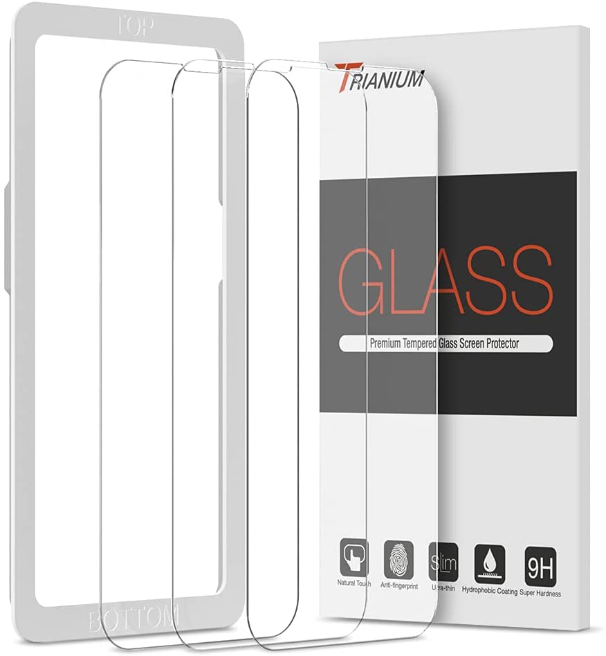 Trianium Tempered Glass Screen Protector designed for Apple iPhone 13 (2021) /iPhone 13 Pro (2021), 3 Pack [Alignment Case Tool Included]