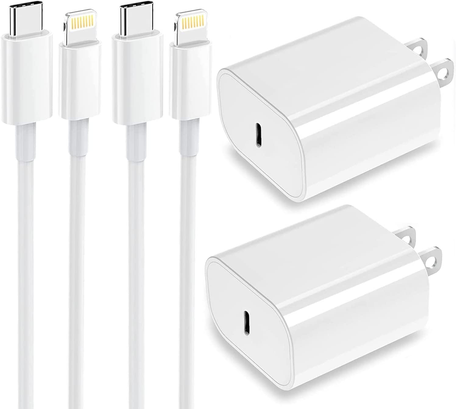 【Apple MFi Certified】 iPhone Fast Charger 20W PD USB C Wall Charger 2-Pack 6FT Cable Fasting Charging Adapter Compatible with iPhone 13 Pro/12/12 Mini/12 Pro Max/11 Pro Max/XS Max/XS/XR/X/8Plus-D