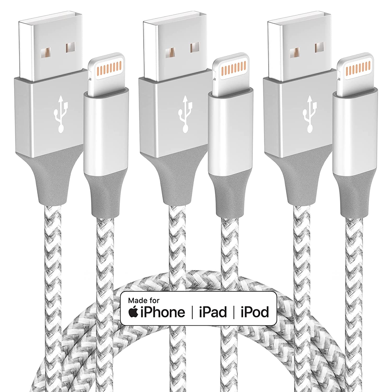 Apple MFi Certified Lightning Cable，3 Pack 10 FT iPhone Charger Fast Charging Cable Nylon Braided iPhone Cord Long Compatible with iPhone 13 12 11 Pro Max XR XS X 8 7 6 Plus SE iPad and More