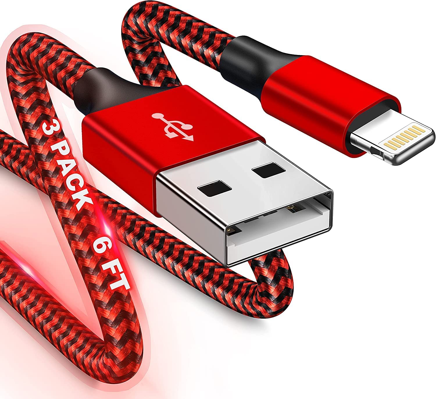 Lightning Cable Apple MFi Certified 6ft iPhone Charger Cable 13 12 11 XS Pro Max Mini XR X 8 7 Plus iPad Best Products USB Fast Car Charging Braided Cord