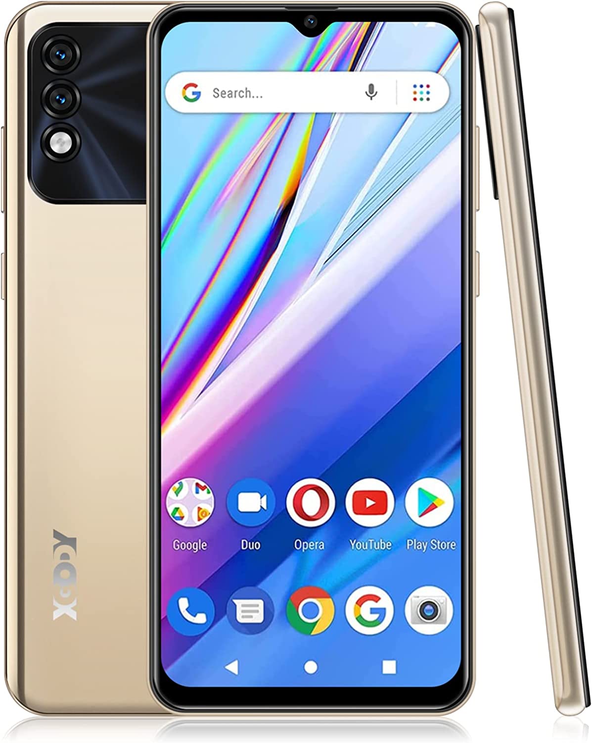 Xgody X60 Pro Unlocked Smartphones, 6.5 Inch Android 9.1 OS Cheap Cell Phones, 2022 4G Dual 5MP Camera and Dual SIM Phones, 3000mAh Massive Battery, Face Recognition (Gold)