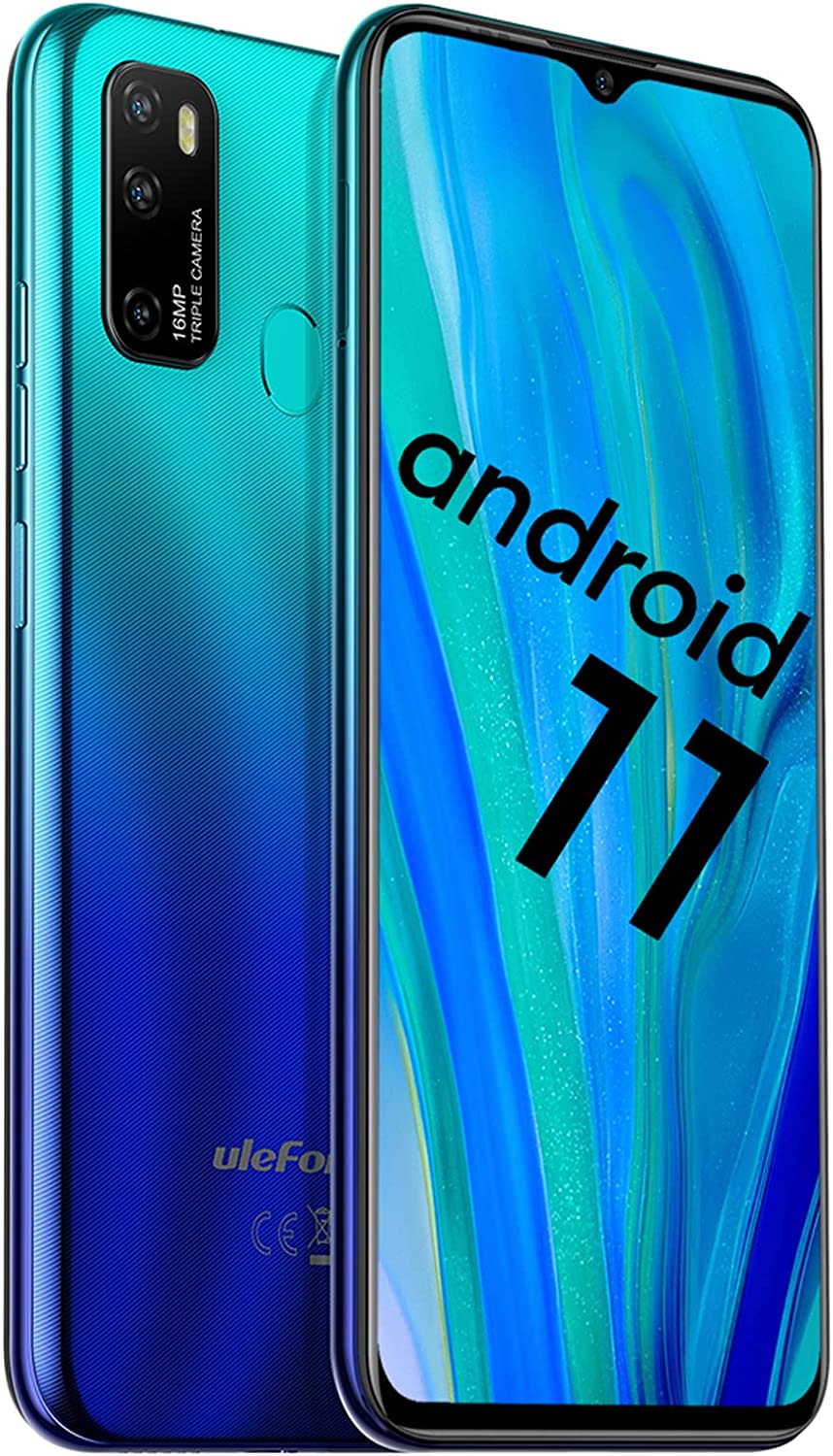 Unlocked Smartphones Ulefone Note 9P, 16MP + 5MP + 2MP, Dual Sim Phones Unlocked, Android 11 4GB+64GB ROM, 6.52" FHD, Fingerprint Face Detection, 4500mAh high Capacity Battery, T-Mobile - Blue