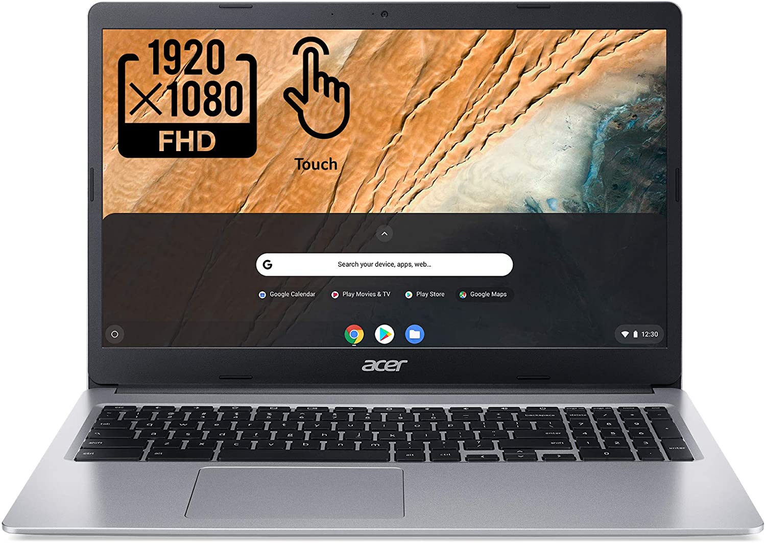 2022 Acer Chromebook 315 15.6" Full HD 1080p IPS Touchscreen Laptop PC, Intel Celeron N4020 Dual-Core Processor, 4GB DDR4 RAM, 64GB eMMC, Webcam, WiFi, 12 Hrs Battery Life, Chrome OS, Silver