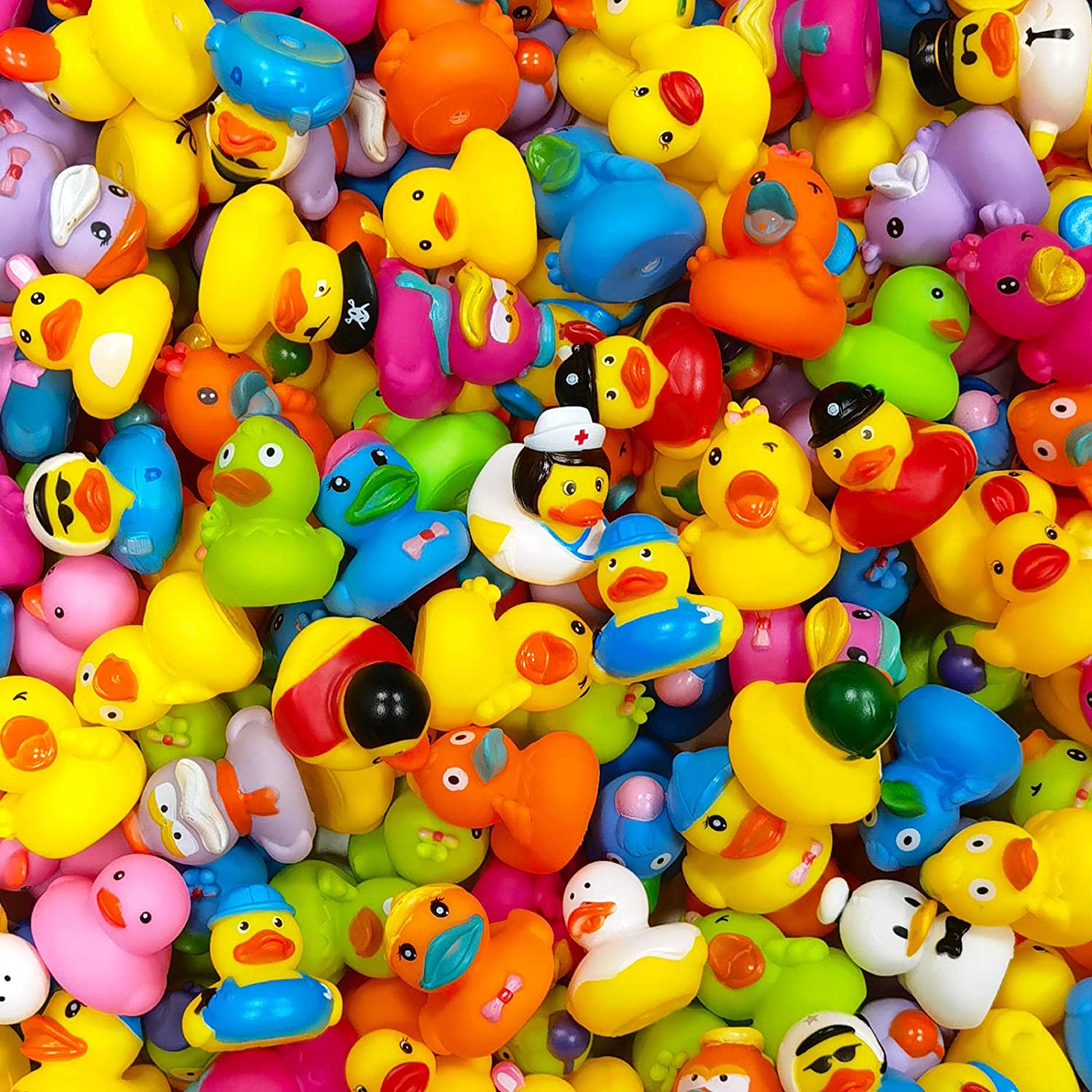 Abincee 30/50PCS Assortment Rubber Ducks Bath Toys with Storage Net,Soft Baby Shower Accessories Bathtub Toy Organizer Pool Toys for Toddlers (30)
