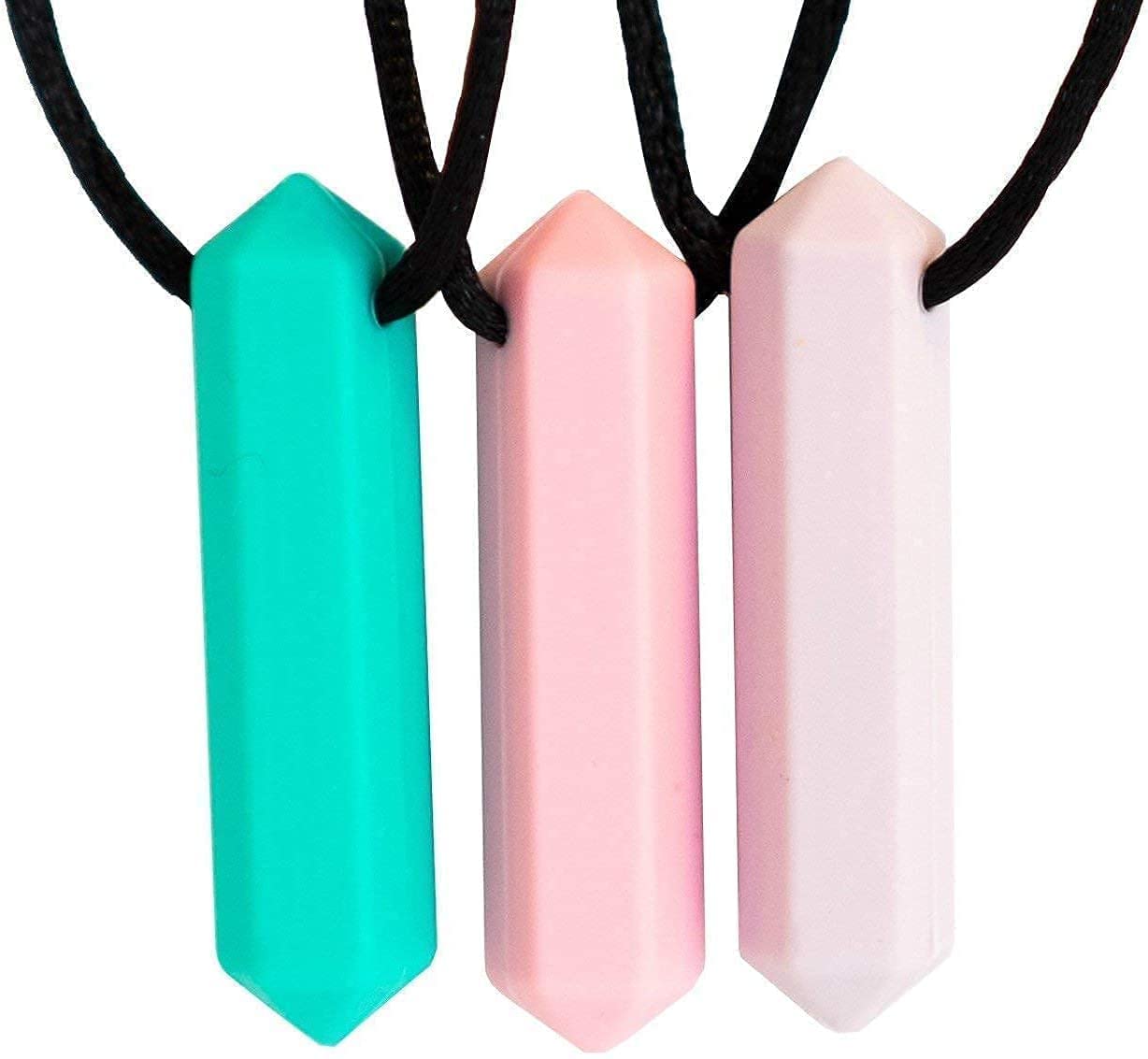 Tilcare Chew Chew Sensory Necklace – Best for Kids or Adults That Like Biting or Have Autism – Perfectly Textured Silicone Chewy Toys - Chewing Pendant for Boys & Girls - Chew Necklaces
