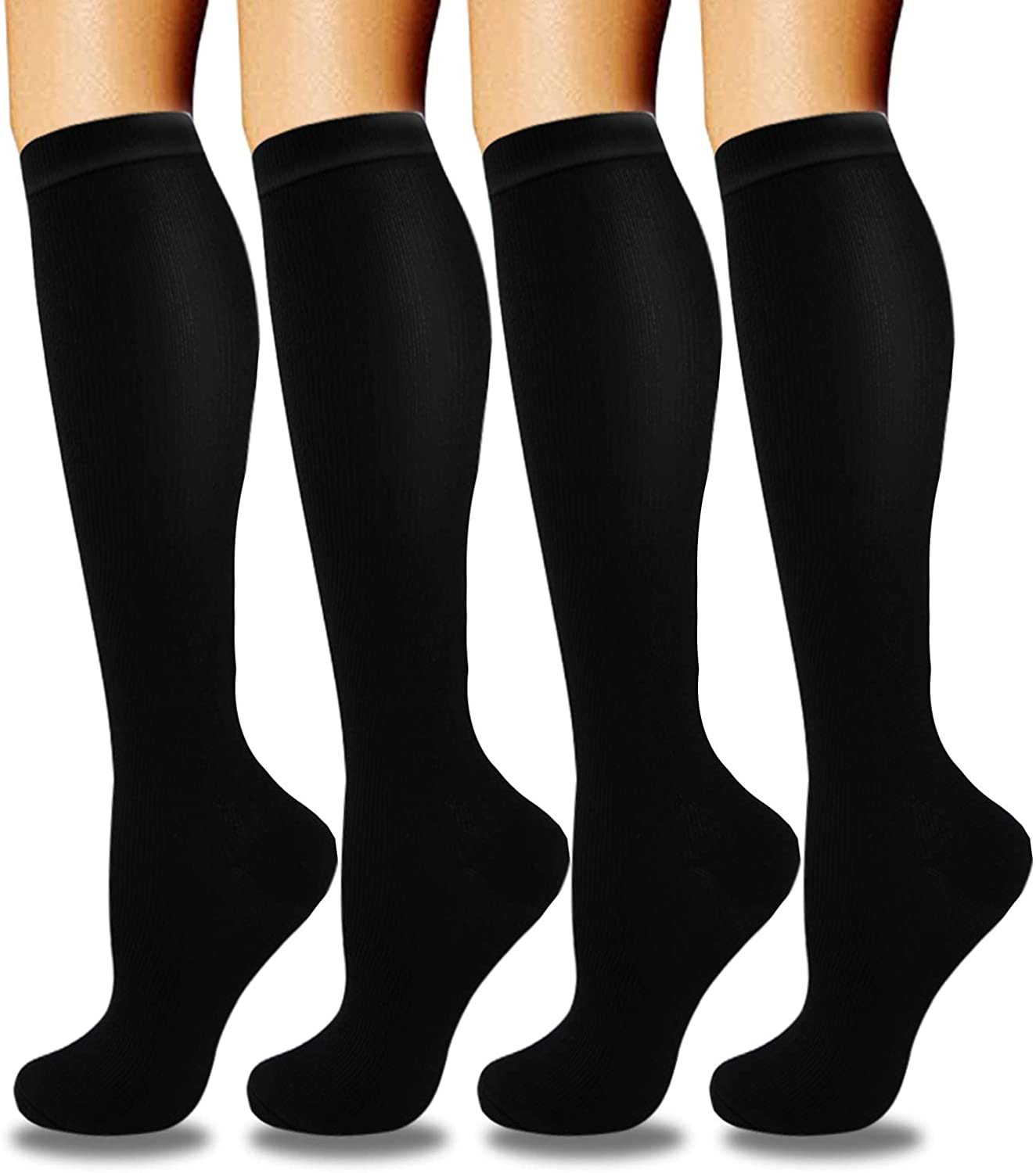 4 Pairs Compression Socks - Compression Socks for Women & Men Circulation - Best Support for Nurses, Running, Athletic
