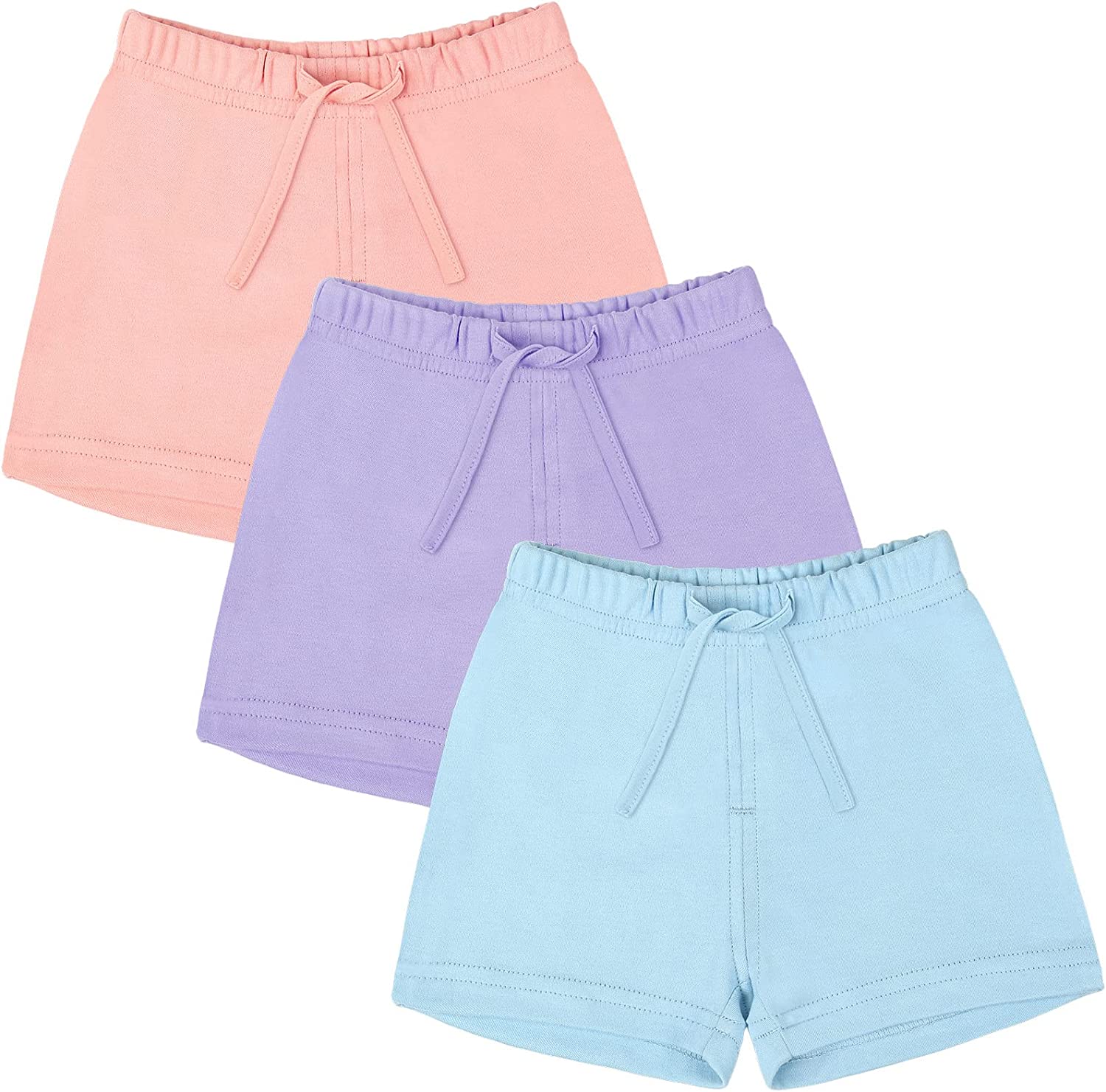 Ruisita 3 Pack Unisex-Baby Shorts Baby Cotton Short with Drawstring Soild Color Shorts for Toddler Kids