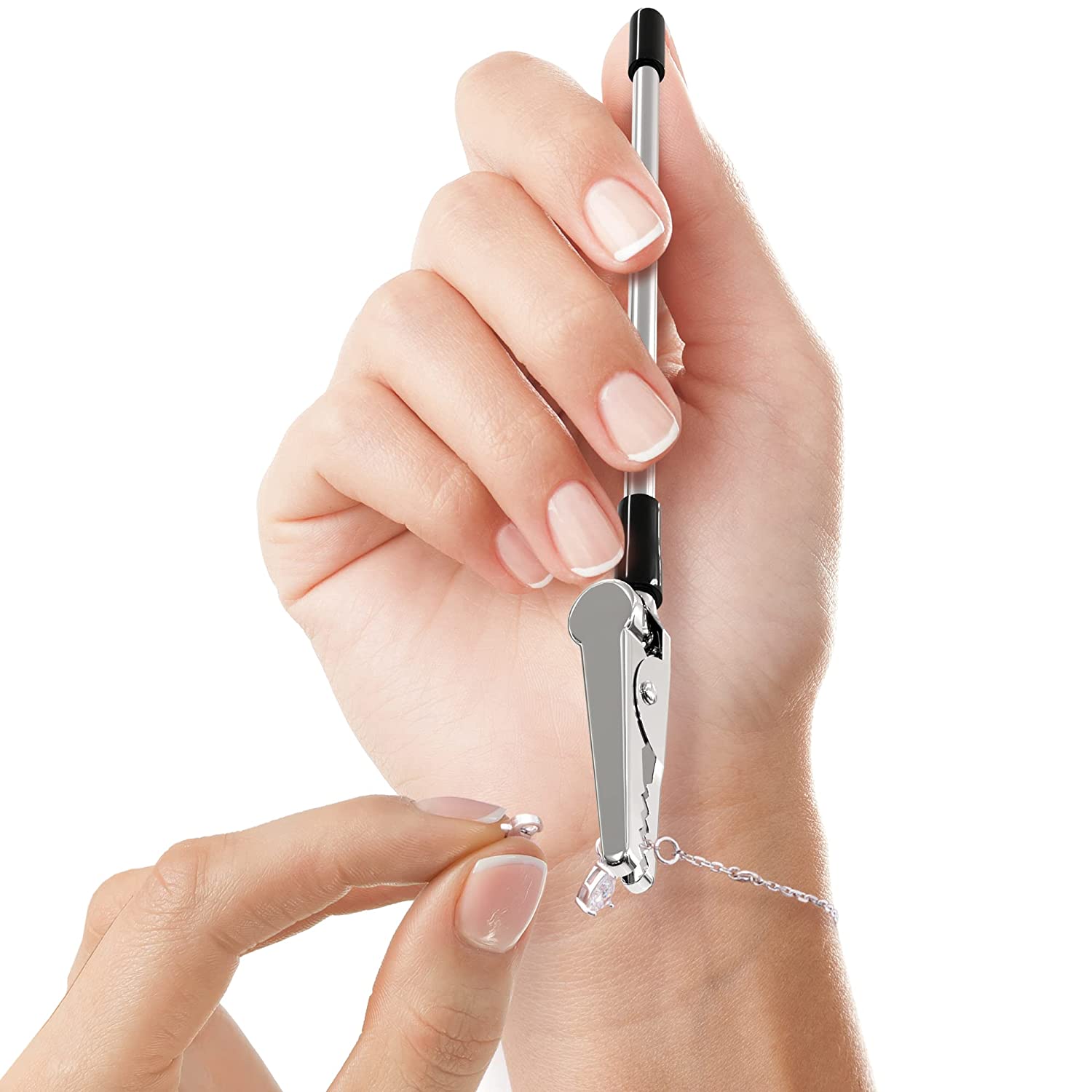 Miles Kimball Bracelet Tool Jewelry Helper - Fastening and Hooking Equipment for Necklace, Watch & Jewelry Clasps and Closures - Portable, Easy-to-Use, Made of Metal - Helps Prevent Wrist Strain - 6"