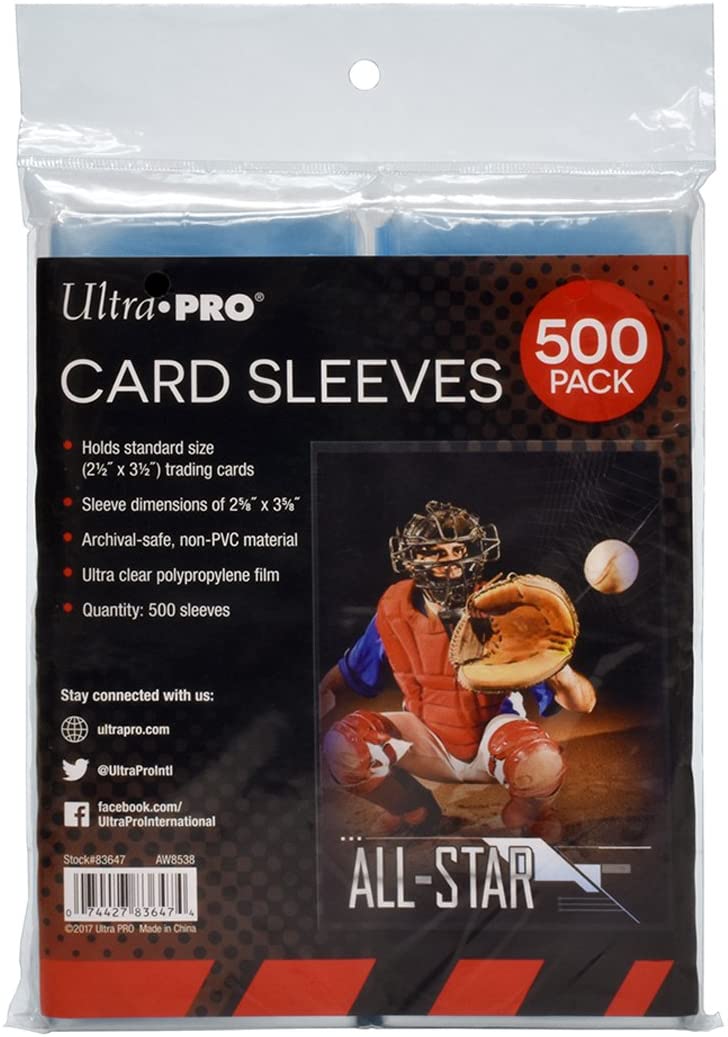 Ultra PRO Clear Card Sleeves for Standard Size Trading Cards measuring 2.5" x 3.5" (500 count pack)