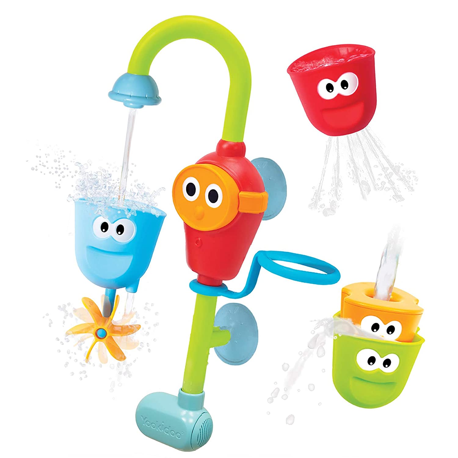 Yookidoo Baby Bath Toy - Flow N Fill Spout - 3 Stackable Cups and Automated Spout