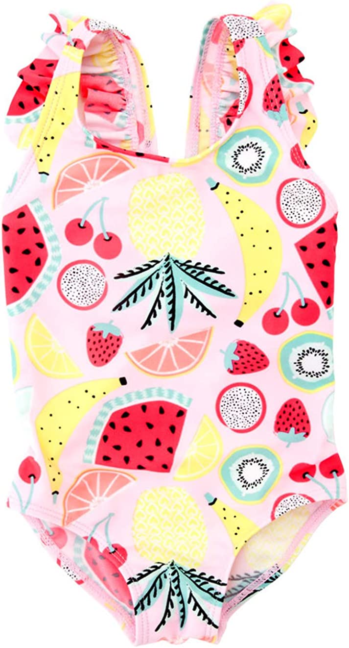 kavkas Baby Girl Swimsuit Cute One Piece Bathing Suit with Sun Protection Ruffles Swimwear (9M-6T)