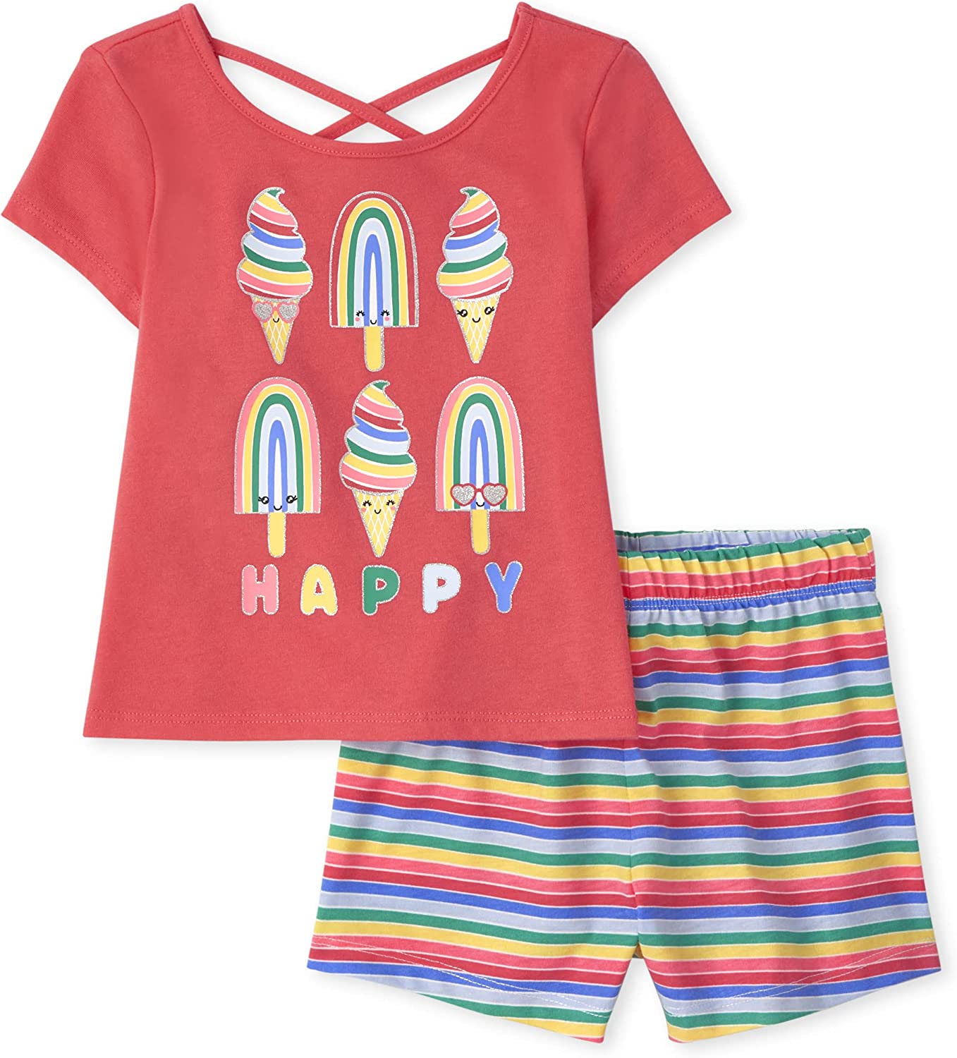 The Children's Place baby-girls The Children's Place Toddler Girls Short Sleeve Top and Shorts 2-piece Sets