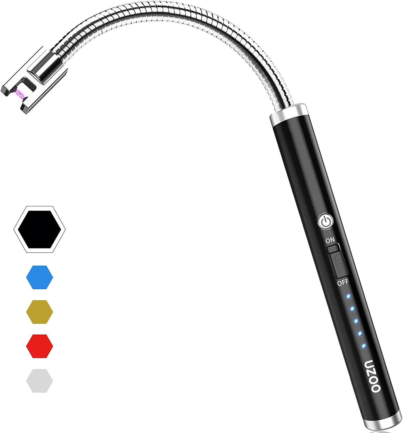 Candle Lighter, Upgraded USB Electric Lighter, Rechargeable Arc Lighter with LED Display, 360° Flexible Neck Flameless Grill Long Lighters for Candle Aromatherapy Camping BBQ Gas Stoves (Black)，