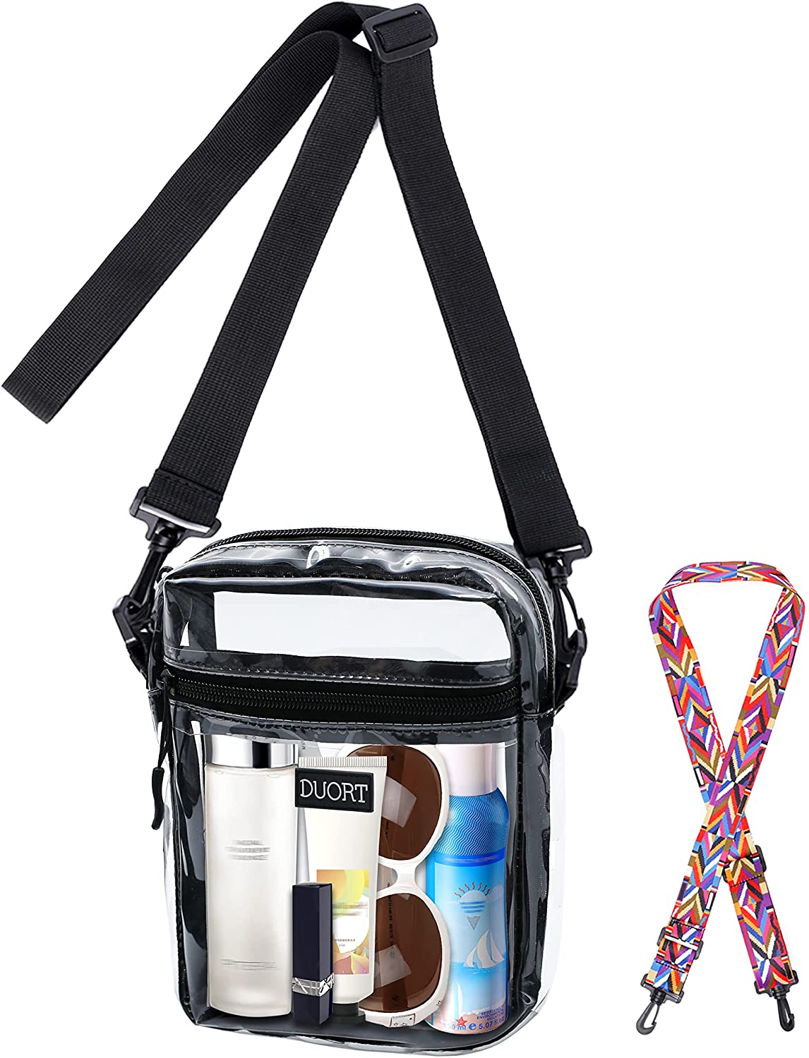 Clear Bag Stadium Approved, TPU Clear Purses Extra Inside Pocket，Crossbody Bag Adjustable Strap for Concert，Sporting Events