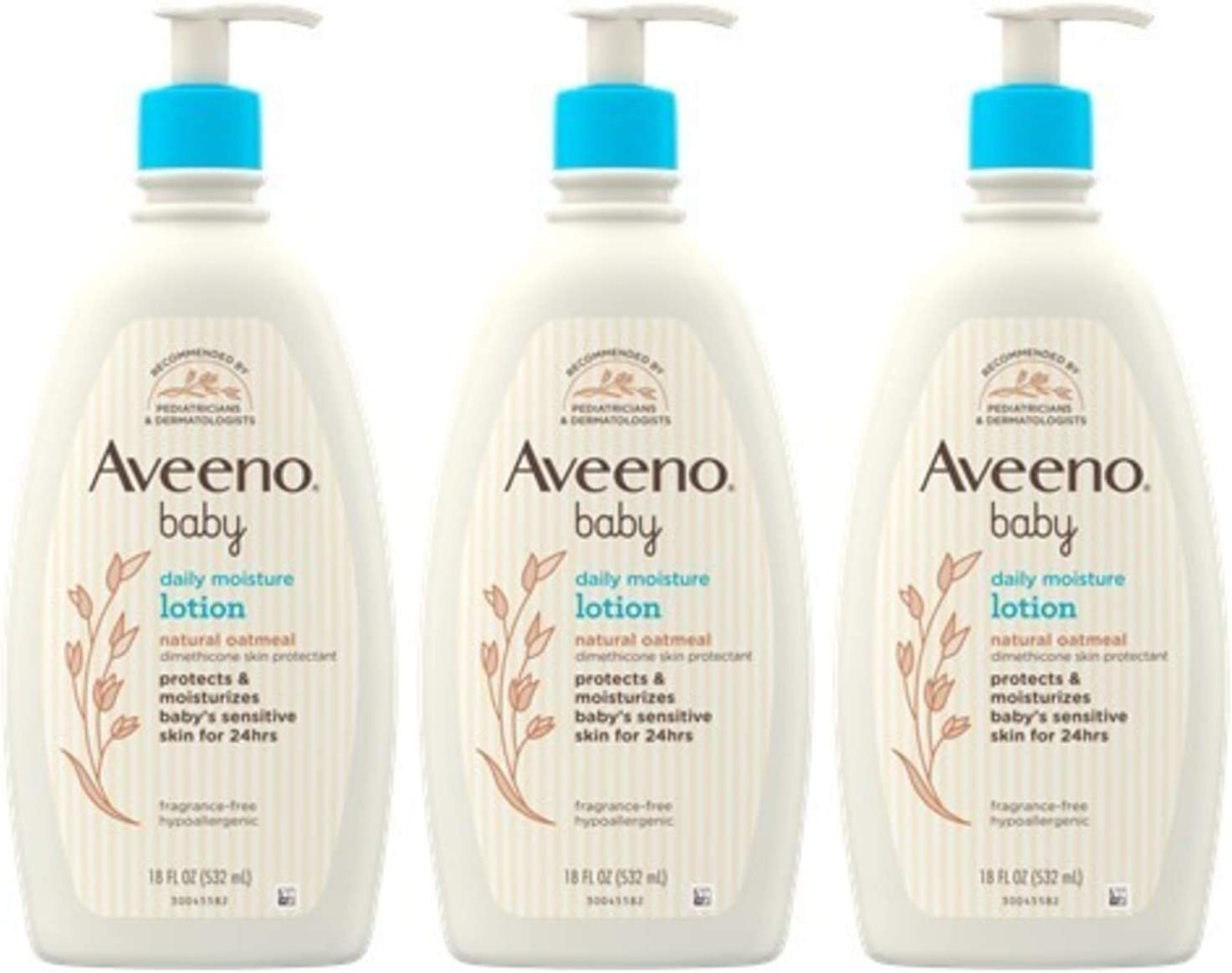 Aveeno Baby Aveeno Baby Daily Moisture Lotion With Colloidal Oatmeal &amp; Dimethicone, 3 X 18 Fl. Oz, 54.0 Fl Oz (Pack of 3)