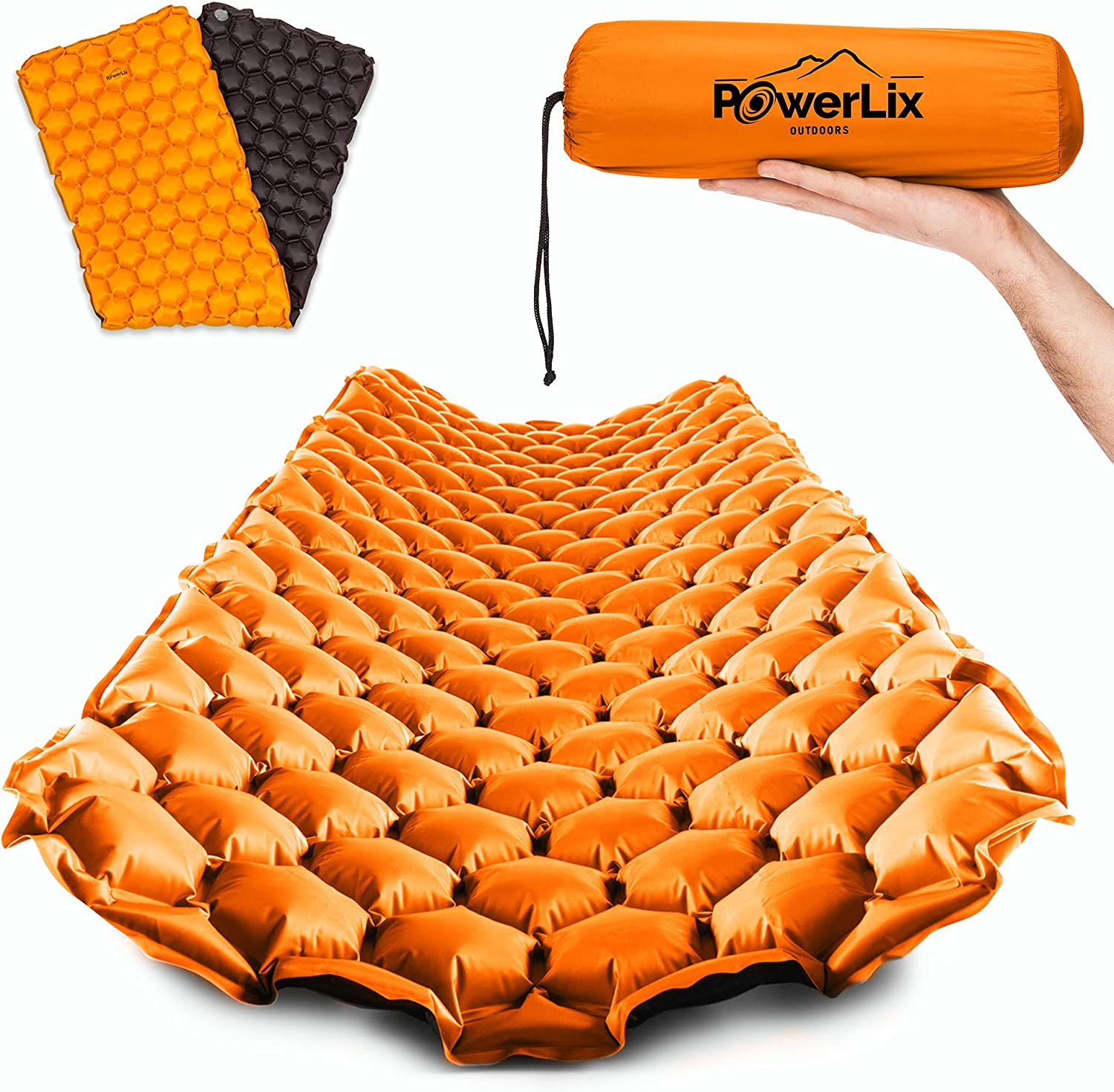 POWERLIX Sleeping Pad - Ultralight Inflatable Sleeping Mat, Ultimate for Camping, Backpacking, Hiking - Airpad, Inflating Bag, Carry Bag, Repair Kit - Compact & Lightweight Air Mattress