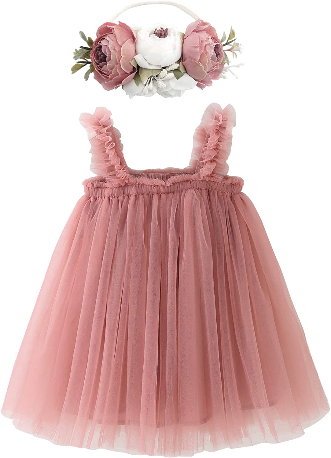 BGFKS Layered Tulle Tutu Dress for Toddler Girls,Baby Girl Rainbow Tutu Princess Skirt Set with Flower Headband.