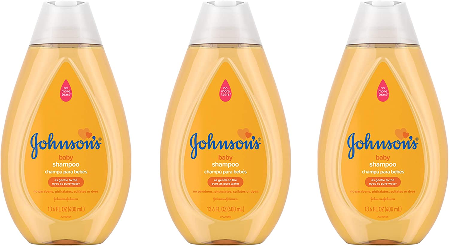 Johnson's Baby Shampoo with Tear-Free Formula, Shampoo for Baby's Delicate Scalp & Skin & Gently Washes Away Dirt & Germs, Free of Parabens, Phthalates, Sulfates and Dyes, 13.6 fl. oz (Pack of 3)
