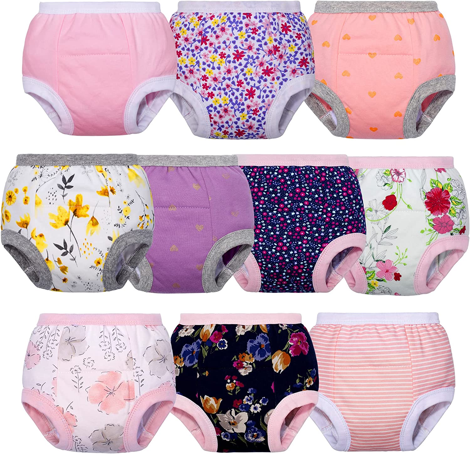 BIG ELEPHANT Baby Girls Training Underwear, Toddler Cotton Potty Training Pants Soft Absorbent 12 Months-5T