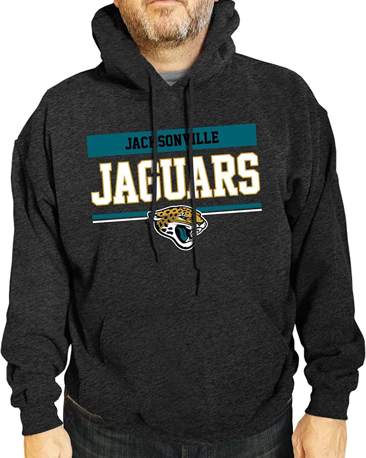 NFL Long Sleeve Charcoal Hooded Sweatshirt, Adult Gameday Apparel, Unisex Hoodies Men and Women