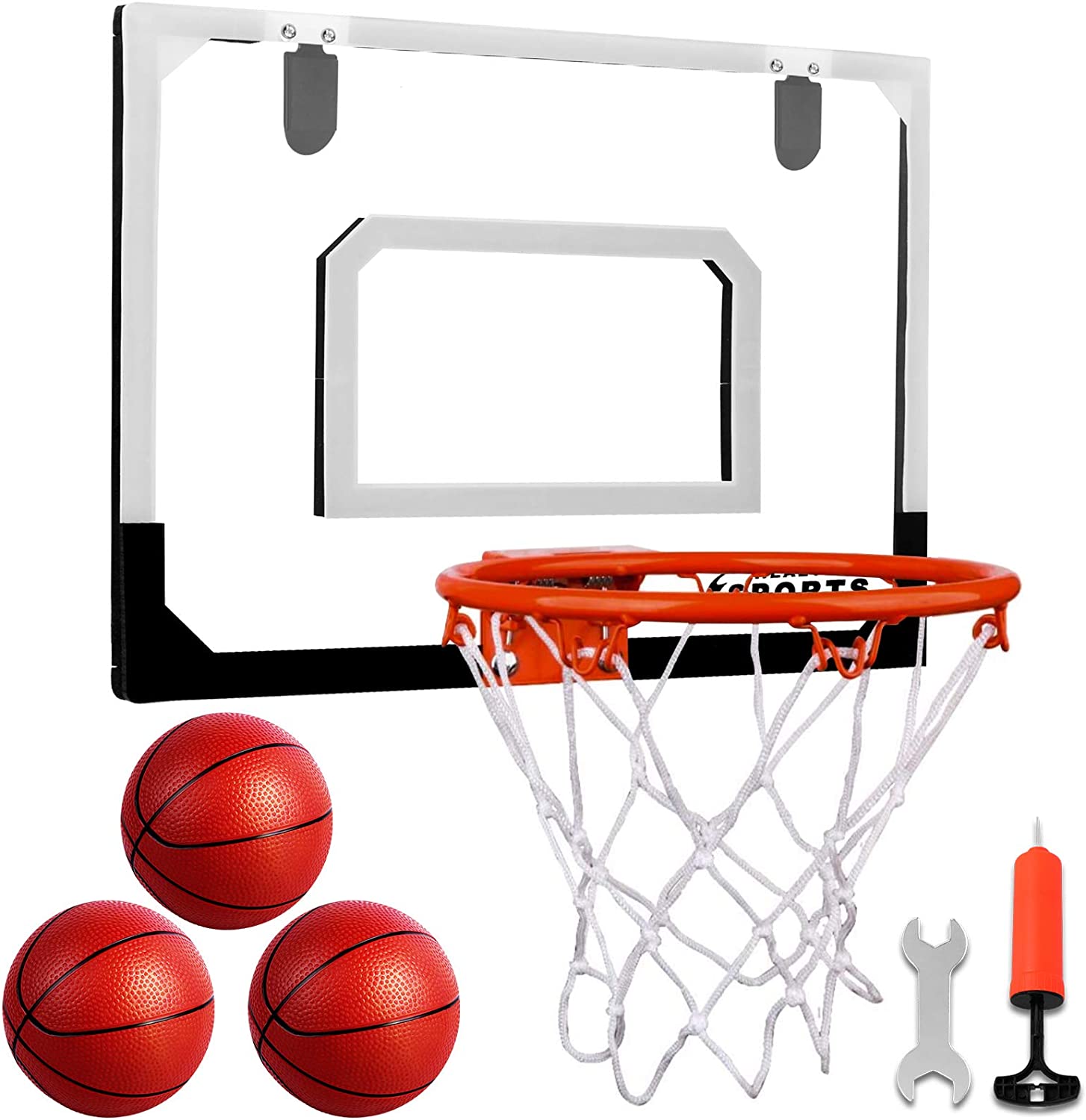 Indoor Mini Basketball Hoop Set with 3 Balls for Kids and Adults - Pro Mini Basketball Hoop for Door & Wall with Complete Basketball Accessories Perfect Christmas Birthday Gifts for Kids Boys Teens