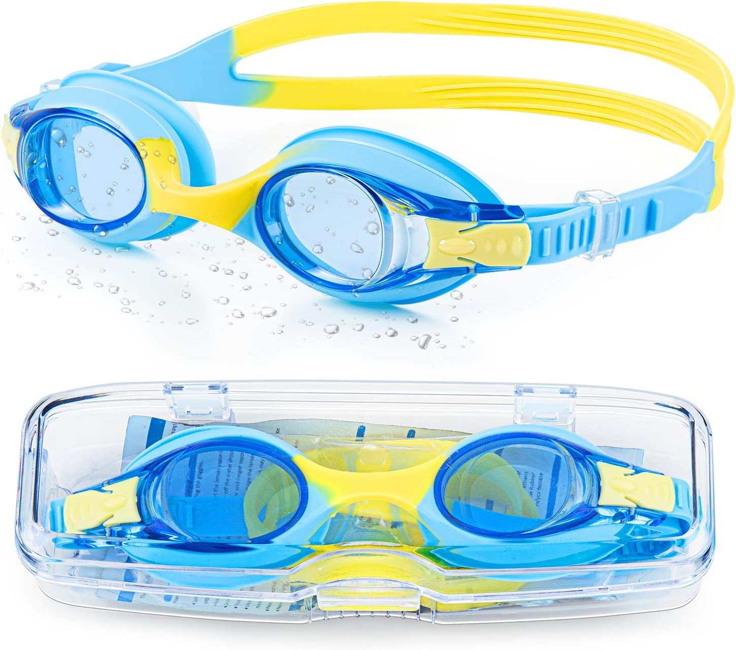 Portzon Unisex-Child Swim Goggles, Anti Fog No Leaking Clear Vision Water Pool Swimming Goggles