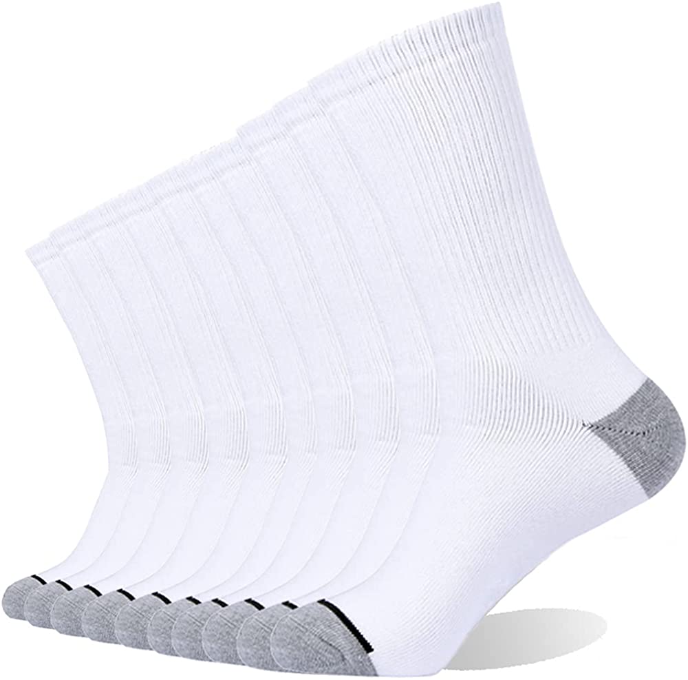 Enerwear Men's Cotton Moisture Wicking Heavy Cushion Crew Socks 10P/6P Pack
