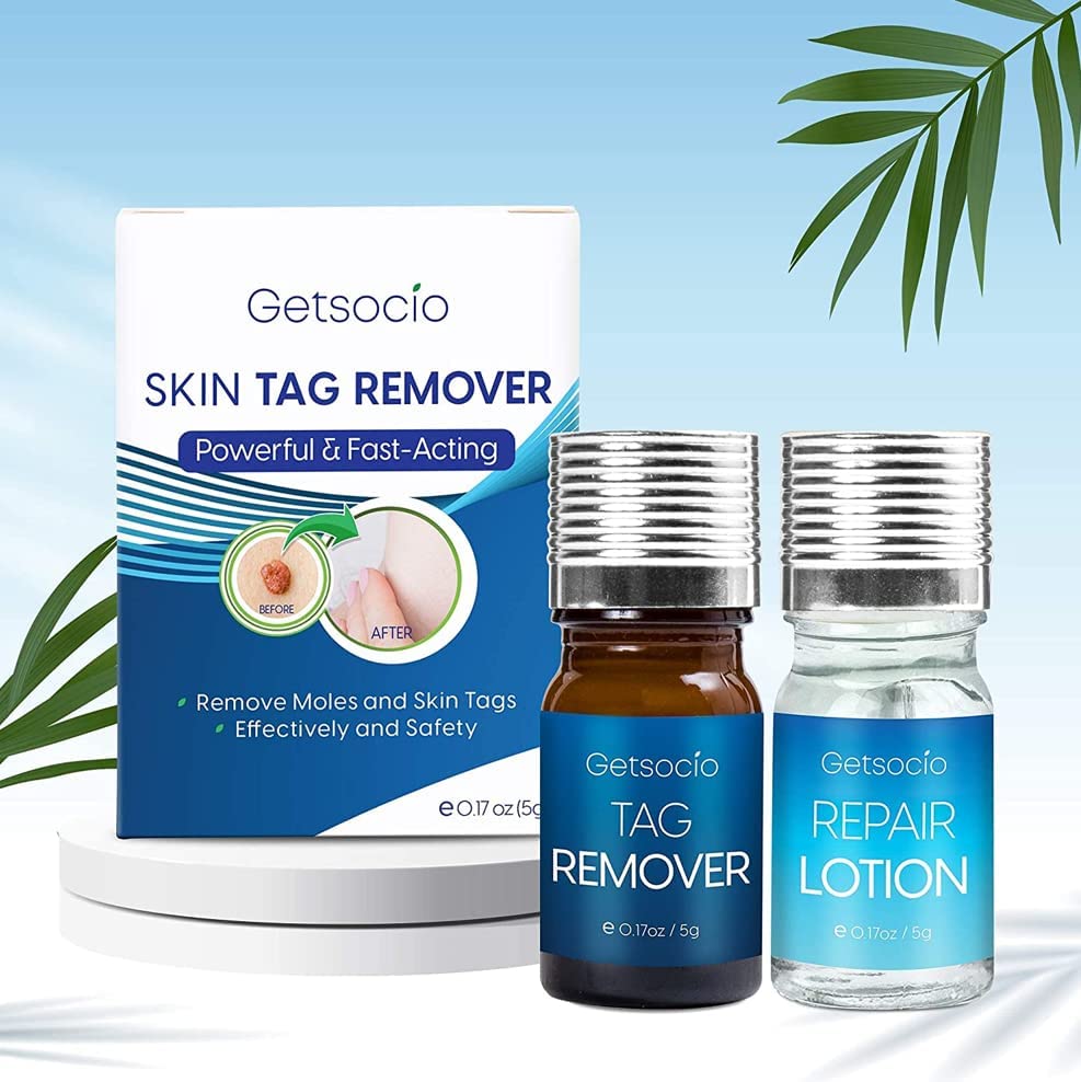 Best Skin Tag Remover & Mole Removal by Getsocio- Repairs Skin, Removes Blemishes, Remover & Repair Lotion Set, Easy to Use at Home