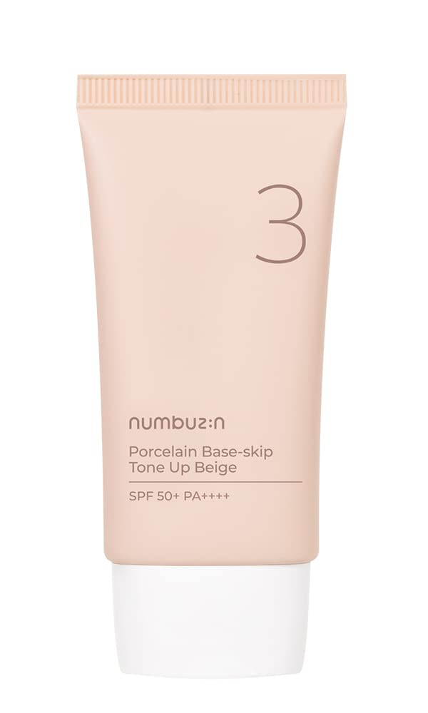 numbuzin No.3 Porcelain Base-skip Tone Up Beige, 1.69 fl oz / 50ml | Foundation, Sunscreen, Powder, 3 in 1