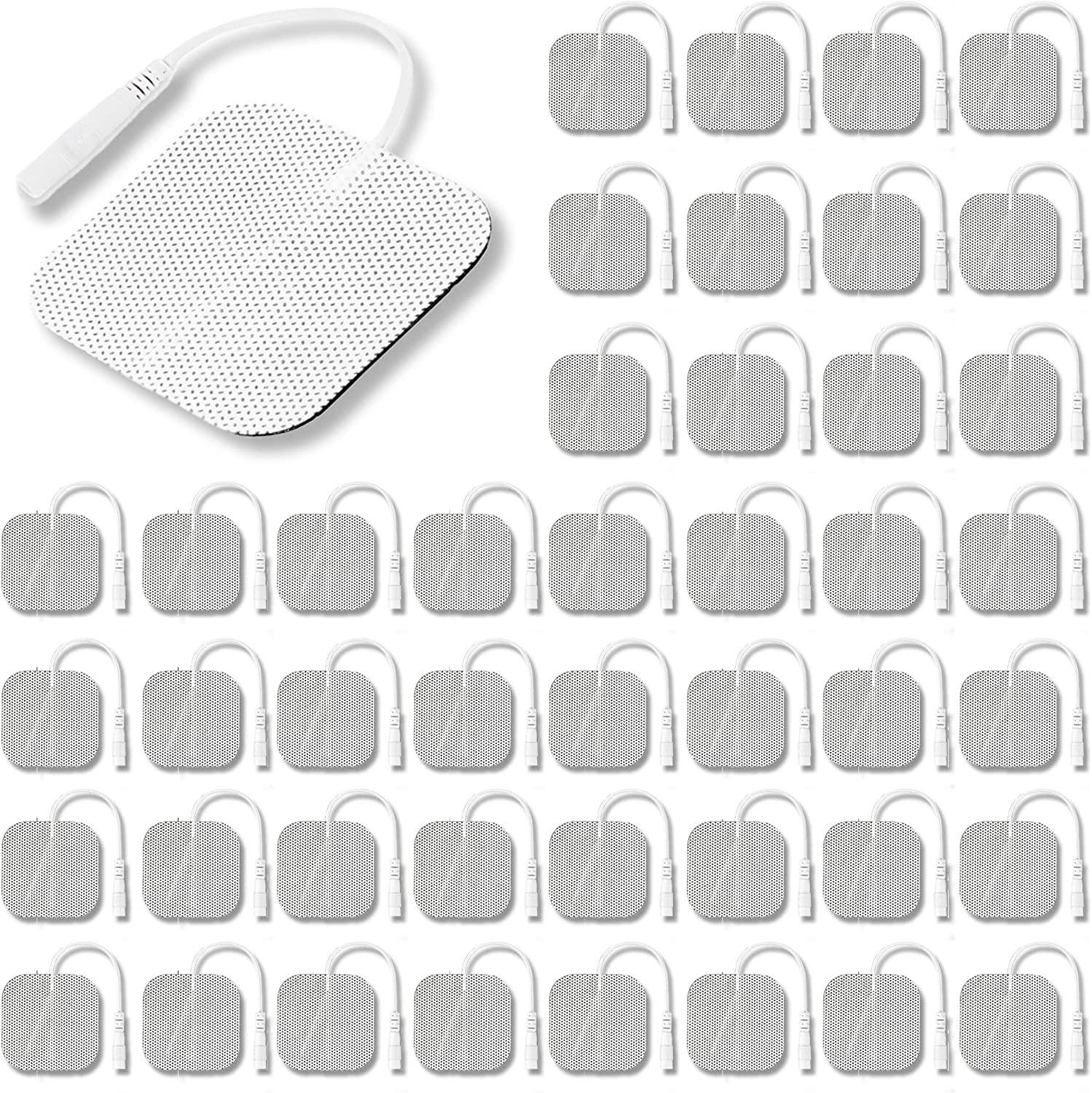 Syrtenty TENS Unit Pads 2"X2" 44 Pcs, 3rd Gen Reusable Latex-Free Replacement Pads Electrode Pads with Upgraded Sticky Electrode Pads Gel and Non-Irritating Design for Muscle Stimulator Electrotherapy
