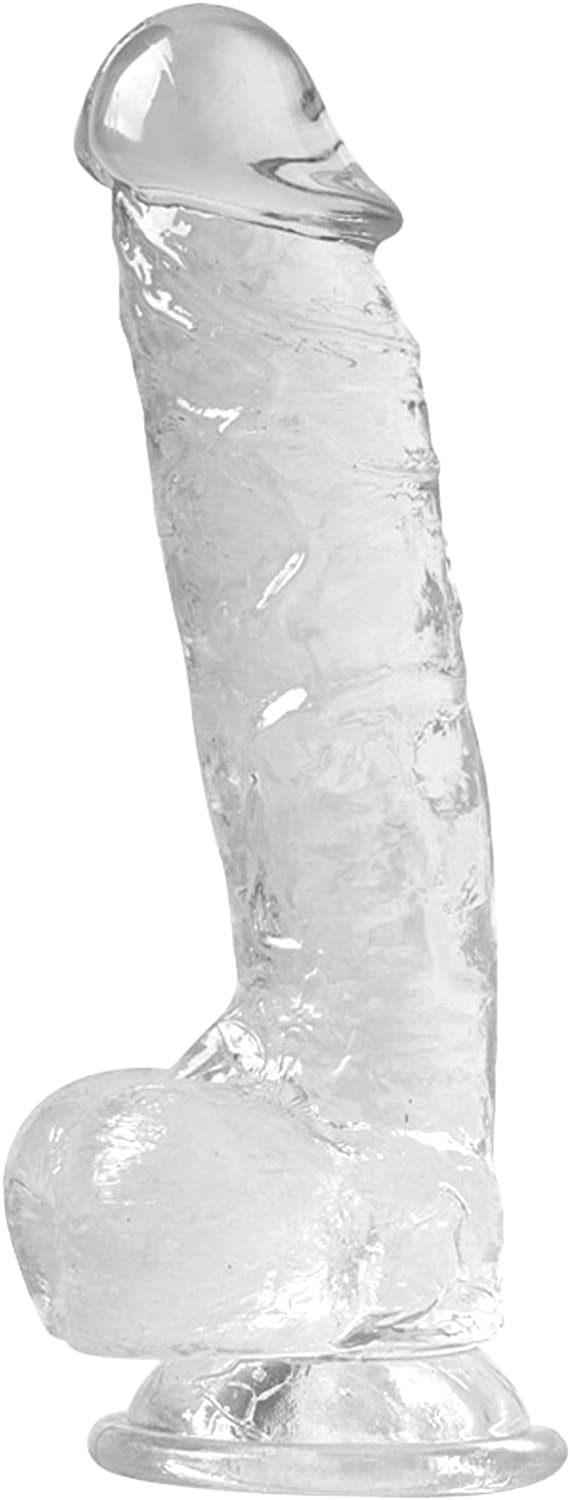 Realistic Dildo Feels Like Skin, 8.5 Inch Dildos with Strong Suction Cup for Hands-Free Play, Lifelike Huge Silicone Dildo for Beginners Body-Safe Material and Adult Sex Toys for Women, Clear Dildo