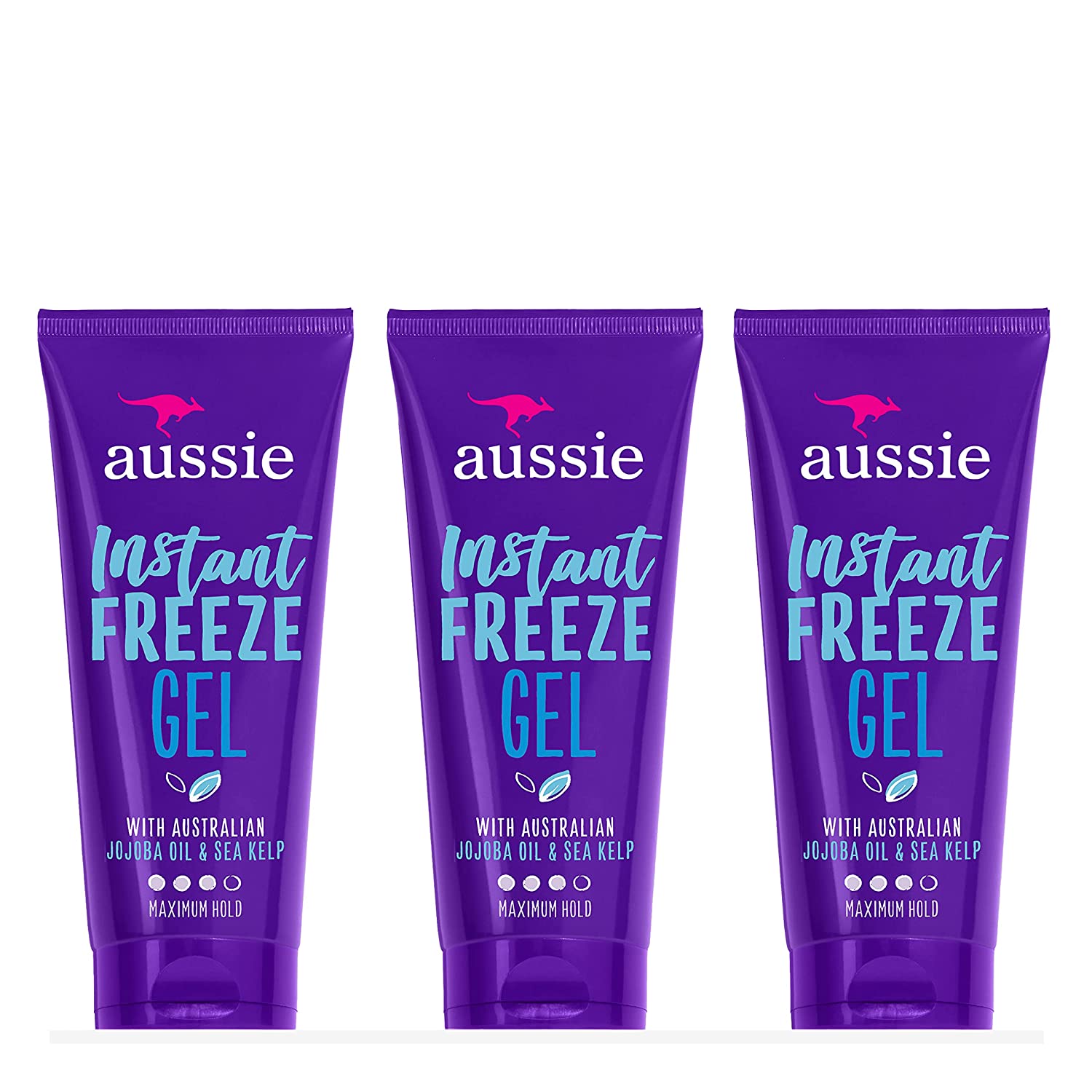 Aussie Instant Freeze Sculpting Maximum Hold Hair Gel with Jojoba Oil, Sea Kelp and Australian Aloe, 7 Oz (Triple Pack)