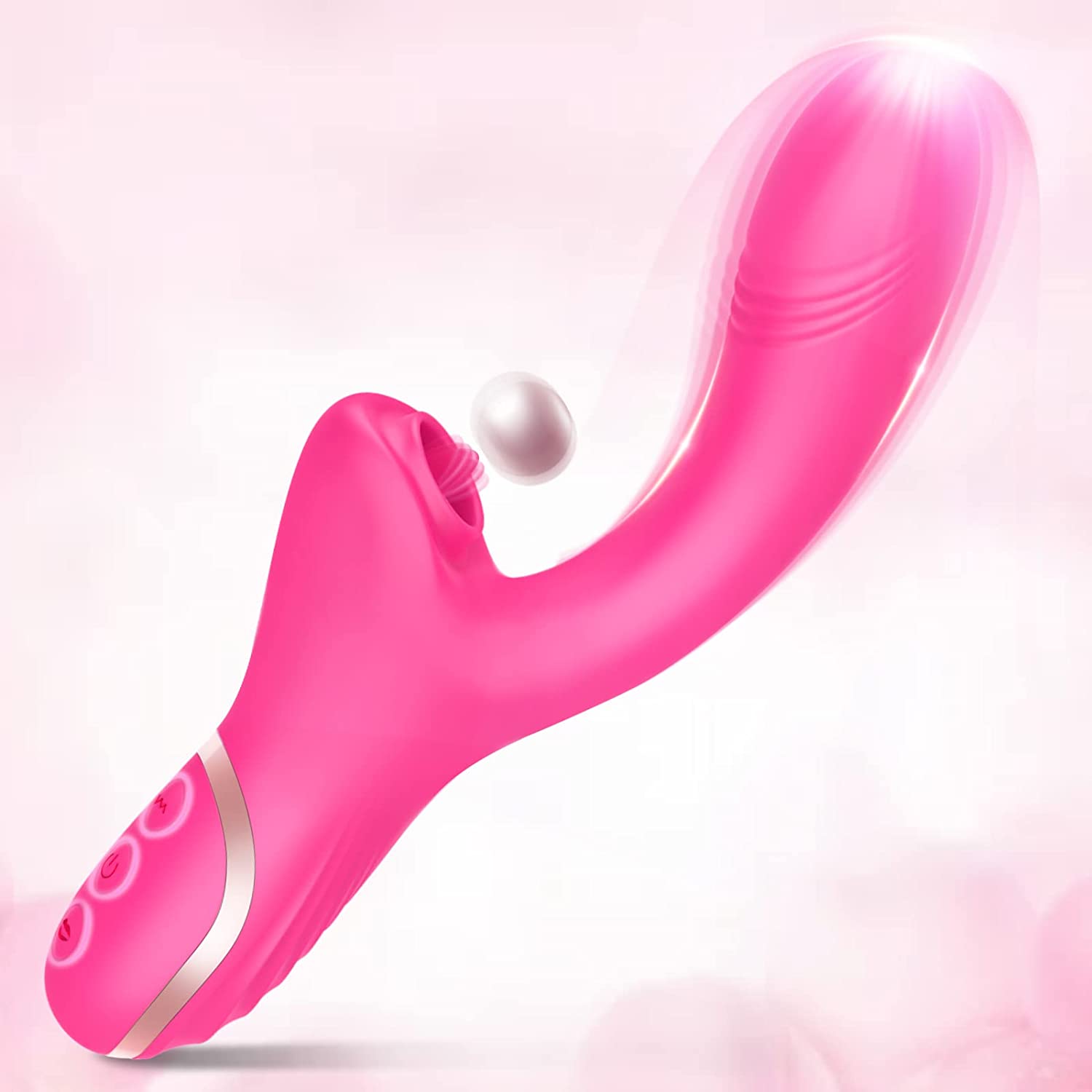 G Spot Clitoral Vibrator with 10 Licking & Vibrating Modes, Banenu Rose Toy Dual Stimulation Tongue Licking Dildo Vibrator Clitoris Anal Massager Rabbit Vibrator, Adult Sex Toy for Women Couple