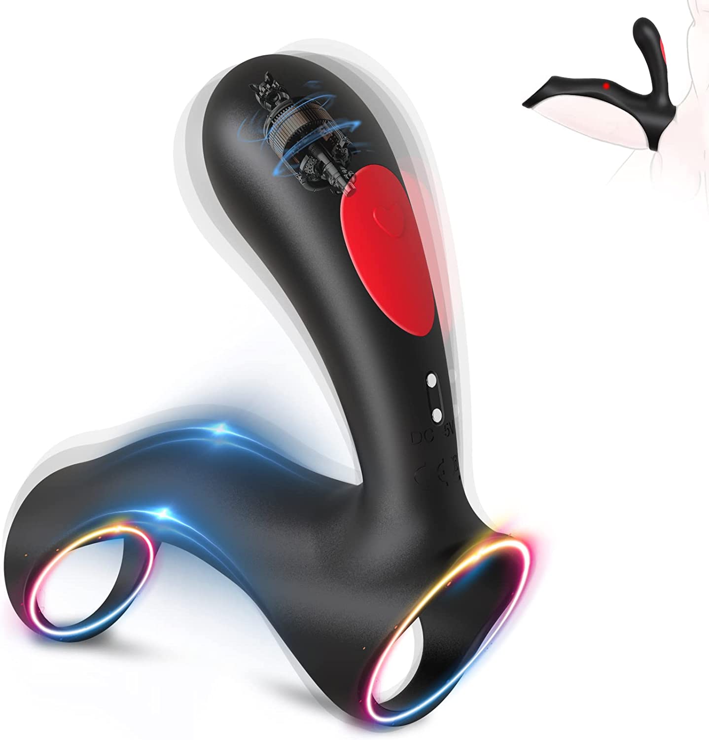Vibrating Dual Penis Ring with Clitoral Stimulator, HlaccJoy Rechargeable Dual Motors Remote Control Ring Vibrator with 7 Vibration Modes Sex Toys