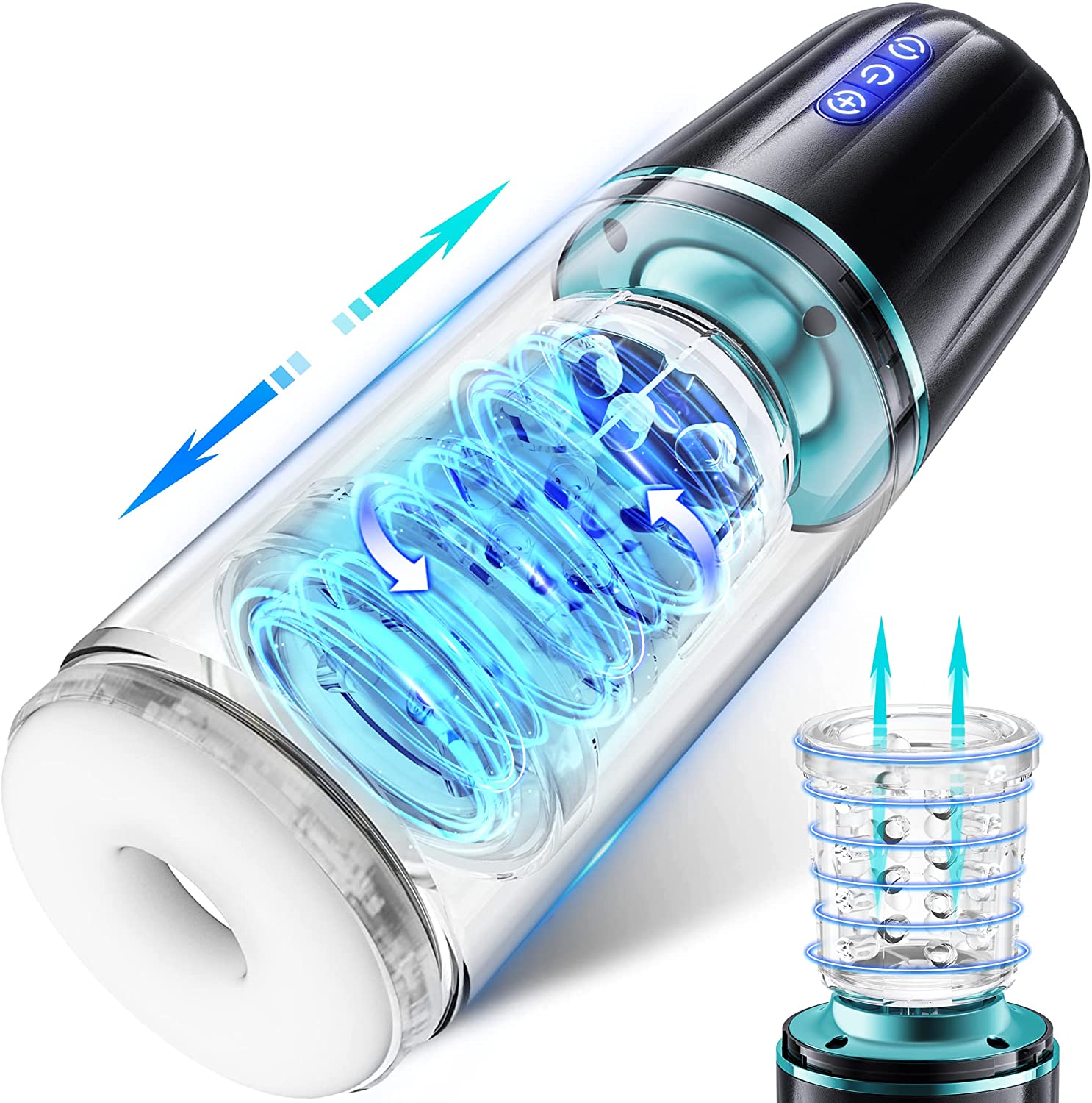 Automatic Male Masturbators Cup, Male Masturbator Toy with 7 Thrusting & Rotating, 50dB Quiet Hands Free Pocket Pussy Stroker, 3D Realistic Sleeve Blowjobsex Machine, Sex Toys for Men, Suction Base