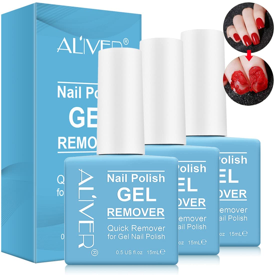 Gel Nail Polish Remover, (3pcs) Professional Remove Gel Nail Polish Within 3-6 Minutes - Quick & Easy - No Need for Foil, Soaking Or Wrapping 15ml